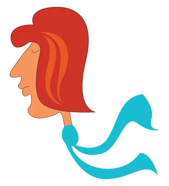 Una mujer en azul bufanda vector o ilustración de color — Vector de stock