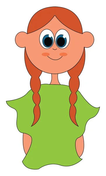 Uma menina usando vetor de blusa verde ou ilustração de cor —  Vetores de Stock