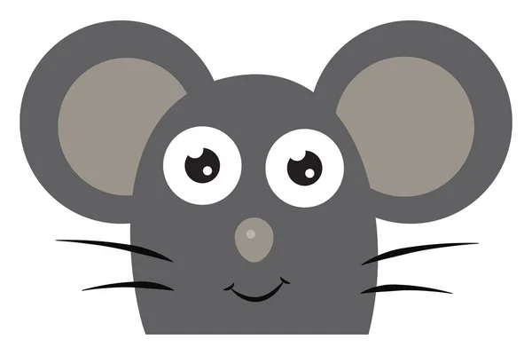 Un heureux vecteur de souris gris ou illustration couleur — Image vectorielle
