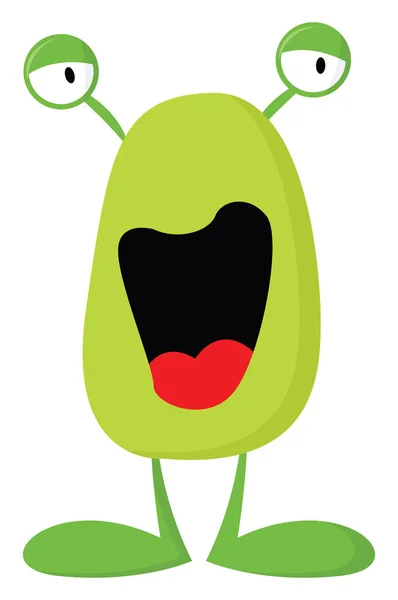Vector monstruo verde feliz o ilustración de color — Archivo Imágenes Vectoriales