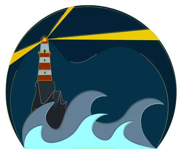 Świecąca latarnia morska lub kolorowa ilustracja — Wektor stockowy