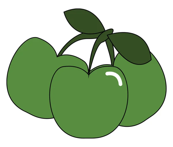 Kilka małych zielonych jabłek wektor lub kolor ilustracji — Wektor stockowy