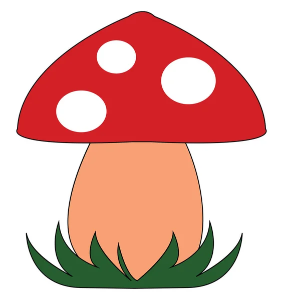 En liten röd svamp vektor eller färg illustration — Stock vektor