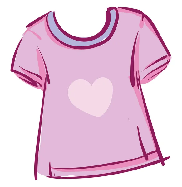Een roze hart t-shirt vector of kleur illustratie — Stockvector