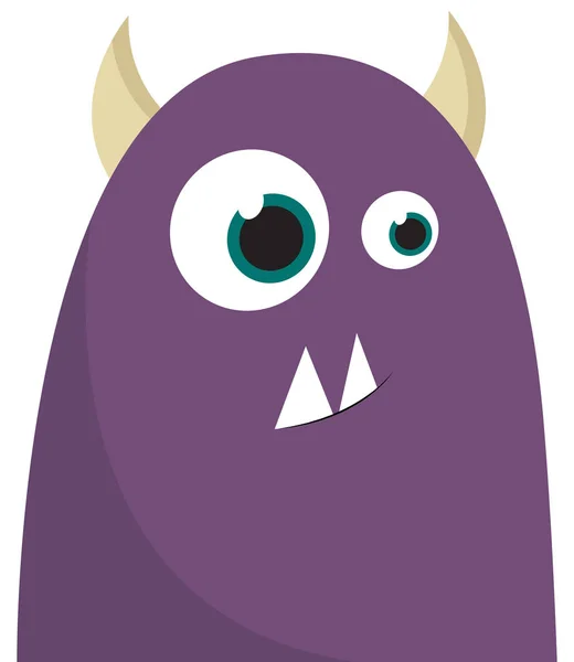 Fioletowy potwór z rogami wektor lub kolor ilustracji — Wektor stockowy