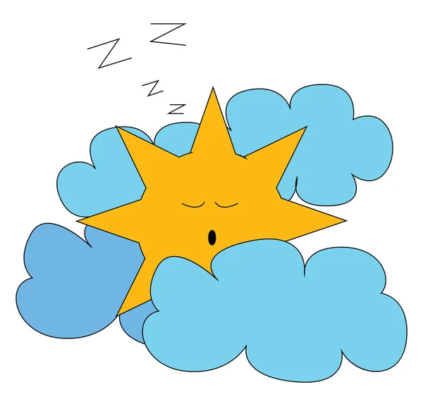 睡眠太阳矢量或颜色插图 — 图库矢量图片