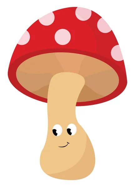 Smiling mushroom vector or color illustration — Stock Vector