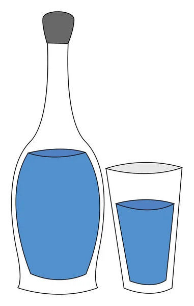 Een leuke glazen waterfles vector of kleur illustratie — Stockvector
