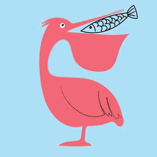 분홍색 숟가락 새의 초상화는 tra에 머리를 돌려 — 스톡 벡터
