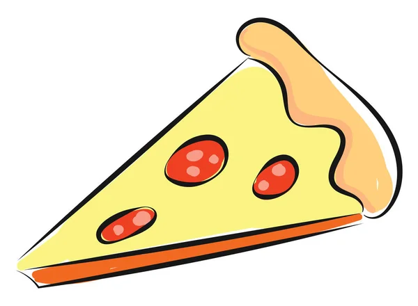 En triangulär skiva pepperoni och svamp pizza vektor eller Col — Stock vektor
