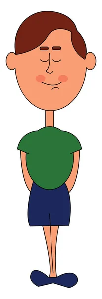 Personagem de desenhos animados de um menino sorridente em um vetor de camisa verde ou co — Vetor de Stock