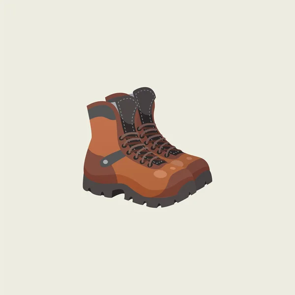 Portrait d'une paire de chaussures de camping marron sur fond gris v — Image vectorielle