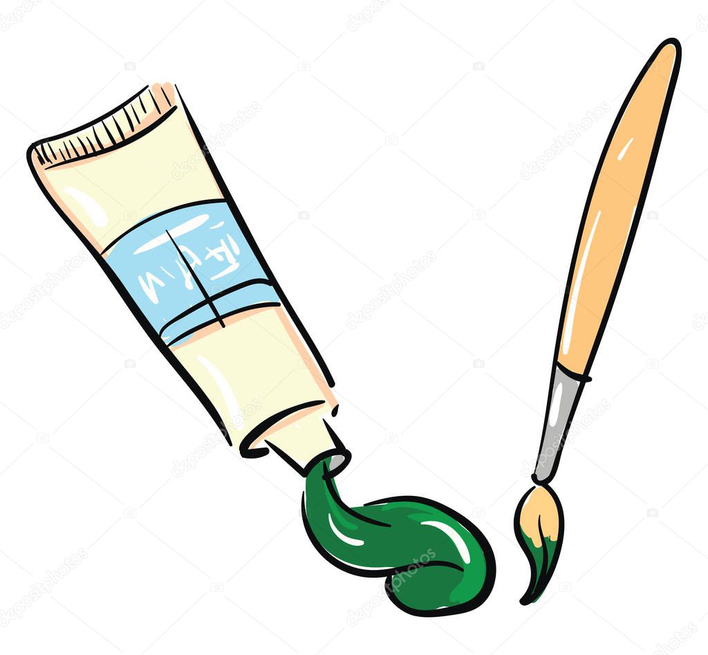 Paints and brushes illustration vector on white background 