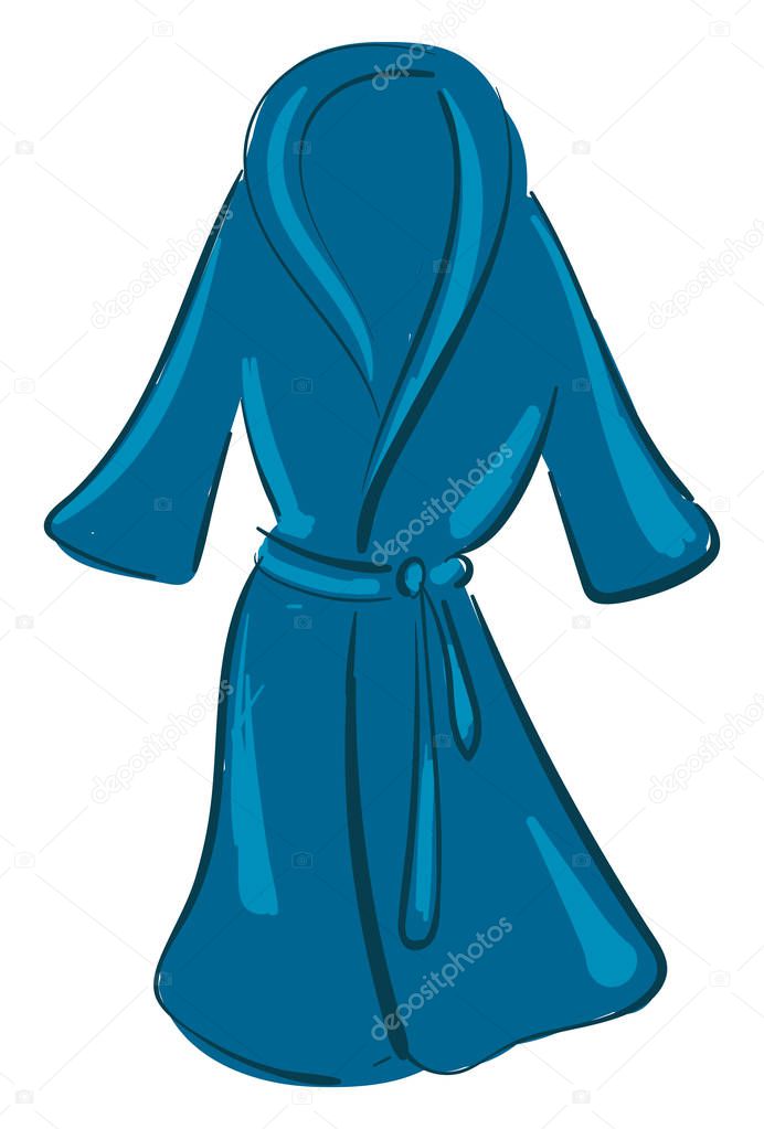 Clipart of a showcase blue-colored bathrobe over white backgroun