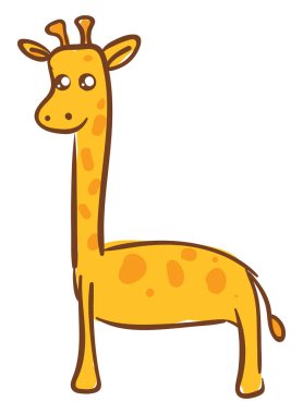İzole beyaz arka plan üzerinde ayarlanmış sevimli kahverengi zürafa Çizimi