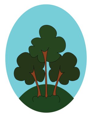 Mavi arka plan vektörü veya renk illust üzerinde bir orman Portresi