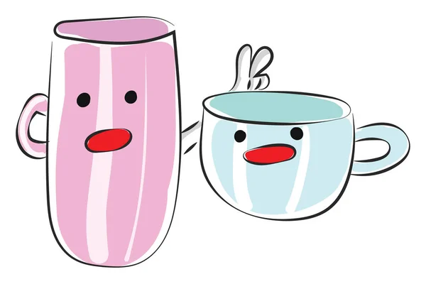 微笑咖啡杯矢量或彩色插图的表情符号 — 图库矢量图片