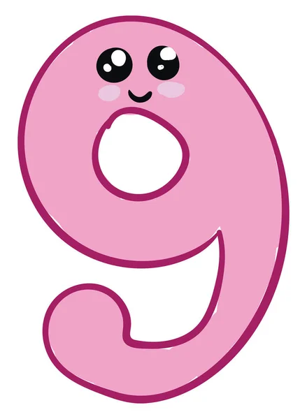 Emoji d'un mignon numéro rose 9 ou neuf vecteur ou couleur illustrati — Image vectorielle