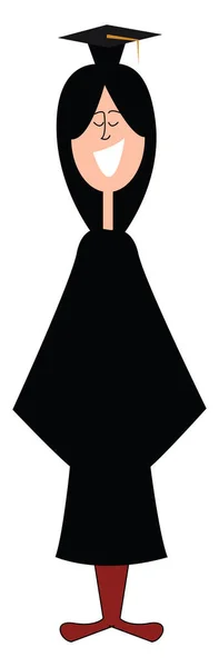 Clipart de un estudiante en vestido de graduación negro y vector de capucha o — Archivo Imágenes Vectoriales