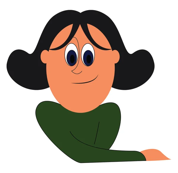 Desenhos animados menina engraçada em um vetor de suéter verde ou ilustrati cor —  Vetores de Stock