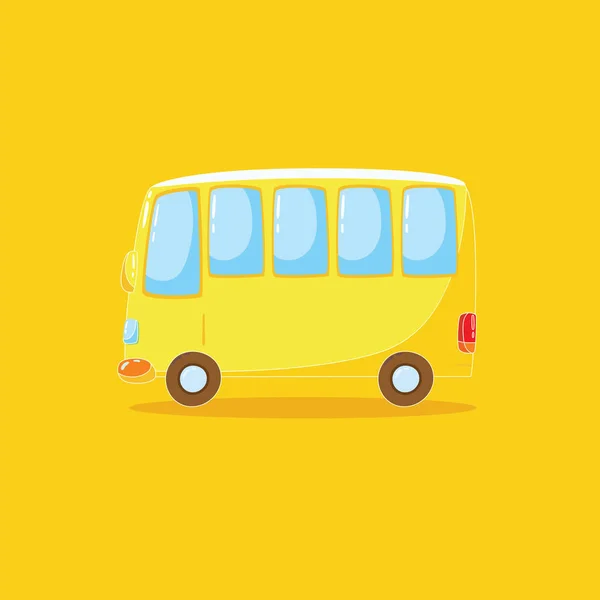 Clipart of a happy yellow-colored bus isolated on yellow backgro — Stock Vector