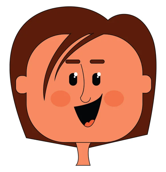 Cartoon grappig Happy meisje gezicht vector of kleur illustratie — Stockvector