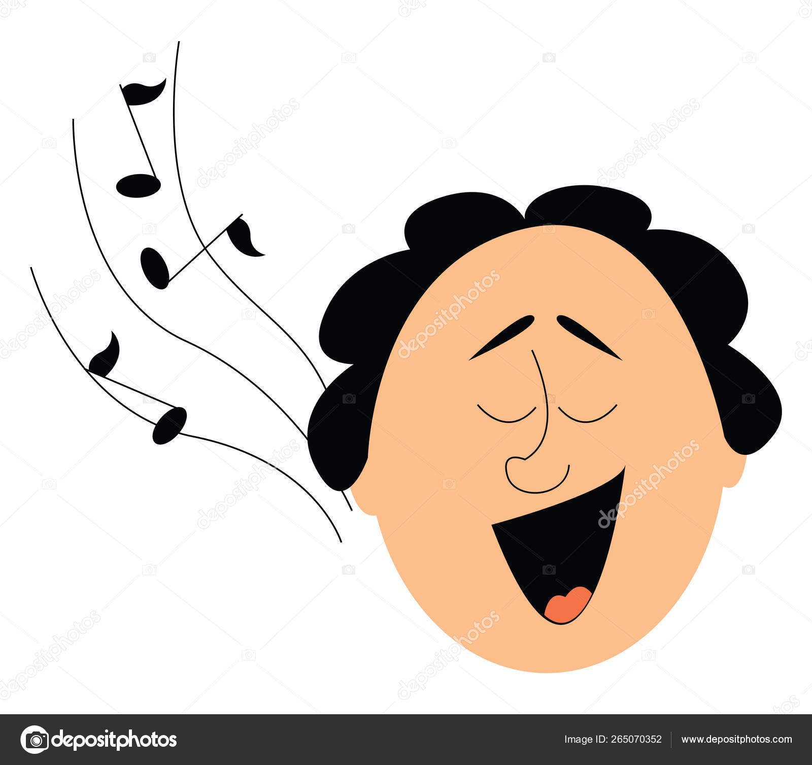 Retrato de un hombre de aspecto gracioso cantando visto desde el frente un  Vector de stock #265070352 de ©Morphart, image size:1600x1507