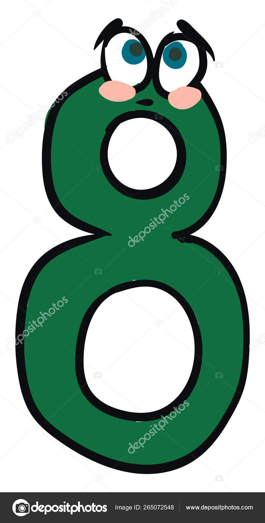 Emoji del triste verde número ocho u 8 vector o color illustr vector,  gráfico vectorial © Morphart imagen #265072548