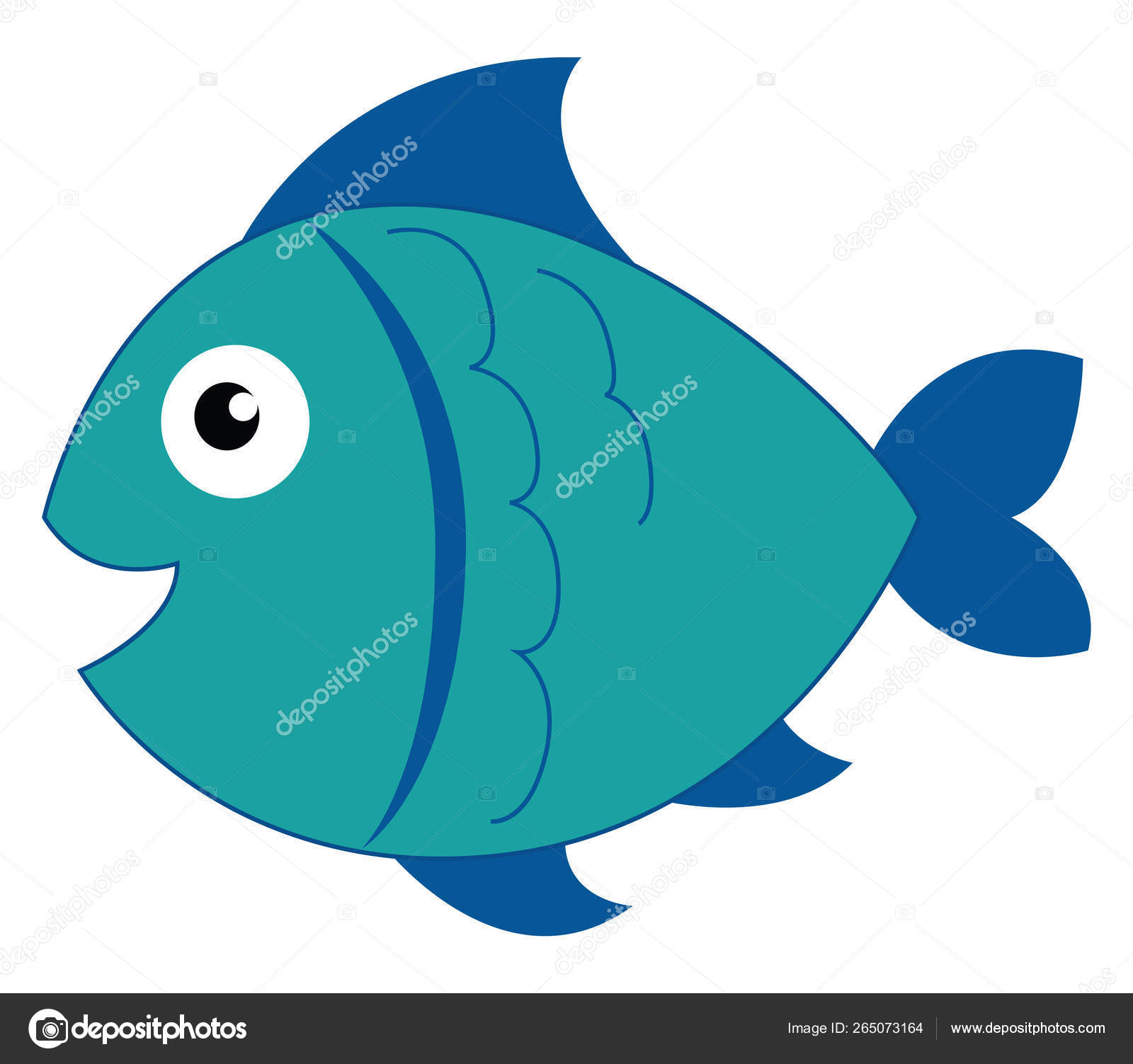 Clipart de un vector de peces sonrientes de color azul o ilustración de  color Vector de stock #265073164 de ©Morphart, image size:1600x1503