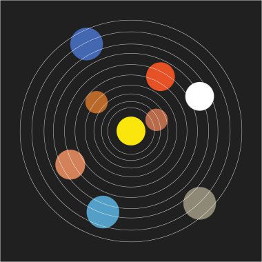 The basic minimalistic form of the solar system without decorati