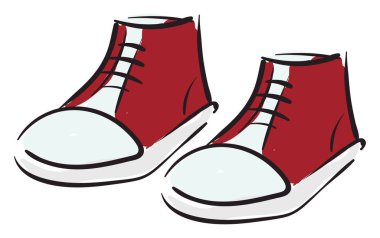 Bir çift kırmızı çocuk ayakkabısı vektörünün veya renk çiziminin clipart'ı