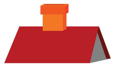 Bir baca vektörü ile kırmızı renkli üçgen çatı Clipart o