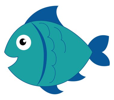 Clipart of a blue-colored smiling fish vector or color illustrat clipart