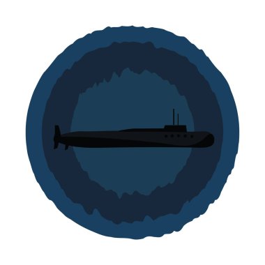 Mavi arka plan vektör üzerinde bir denizaltı boyama Clipart