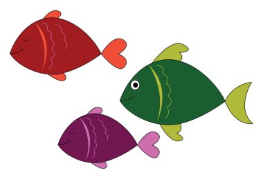 Emoji üç renkli balık vektör veya renk illüstrasyon