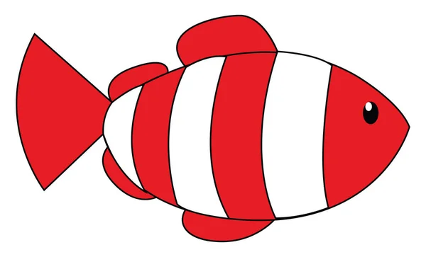 Pintura de un lindo pececito blanco con escamas como banda roja v — Vector de stock