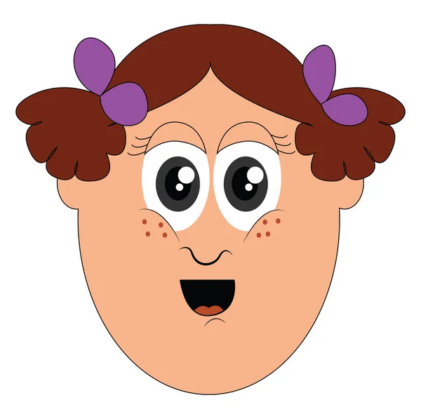 Retrato de vetor de rosto ou ilustração de cor de uma menina engraçada —  Vetores de Stock