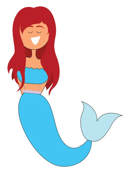 Clipart di un sorridente vettore sirena blu o illustrazione a colori — Vettoriale Stock