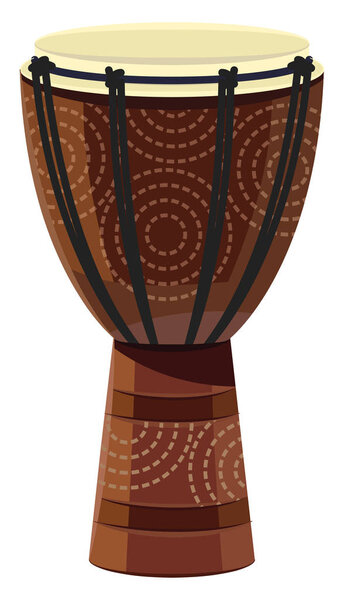 Африканский барабан музыкальный инструмент изолирован на белом фоне / Dje
