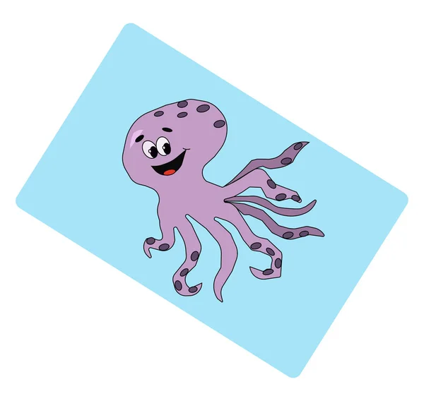 Retrato de un pulpo sonriente sobre un vector de fondo azul o co — Vector de stock