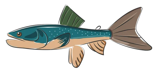Desenhos animados de cor azul pálida peixe definido no fundo branco isolado — Vetor de Stock