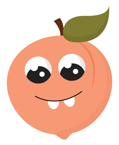 Emoji van glimlachend perzik fruit vector of kleur illustratie — Stockvector