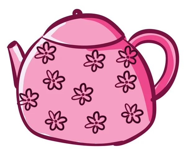 Klipart z růžově zbarvené čajové konvice se vzorem květinové konstrukce nebo c — Stockový vektor