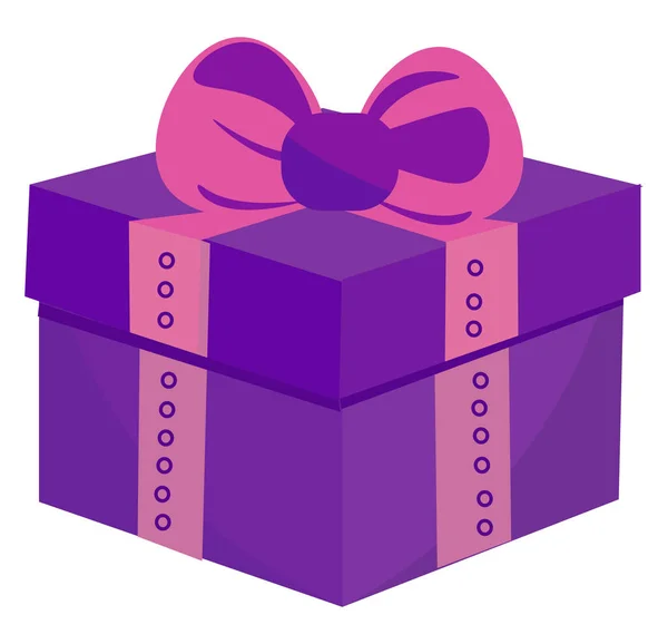 Rysunek kwadrat fioletowy pudełko na prezent wektor lub kolor illu — Wektor stockowy