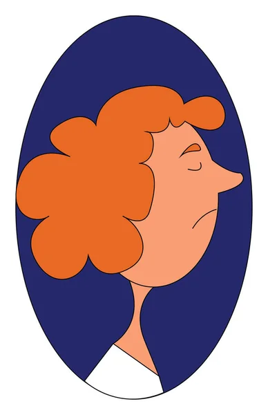 Retrato del perfil de una chica sobre fondo azul visto fr — Vector de stock