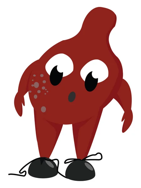 Clipart de um monstro de cor vermelha usando vetor sapatos pretos ou c — Vetor de Stock