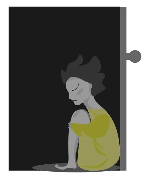 The portrait of a sad girl over black background vector or color — Stock Vector