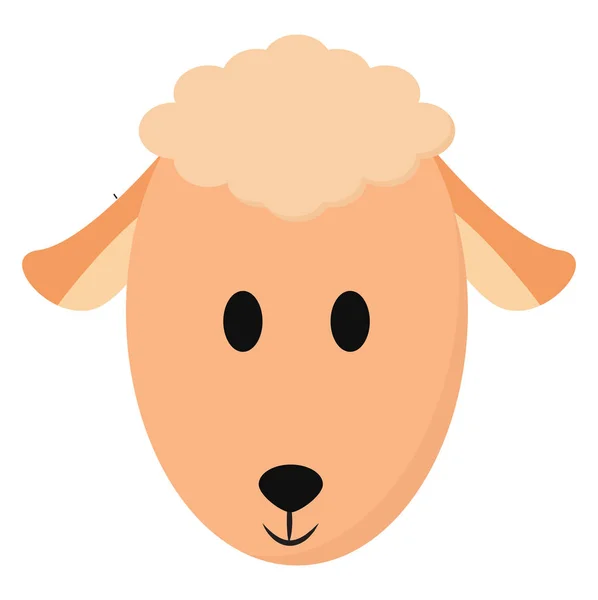 Visage de bande dessinée d'un vecteur de moutons de couleur pêche ou illustrati couleur — Image vectorielle