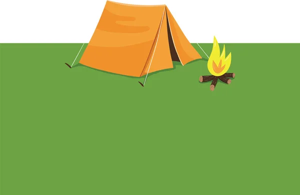 Clipart of a summer camp with a tent and campfire vector or colo — Stock Vector