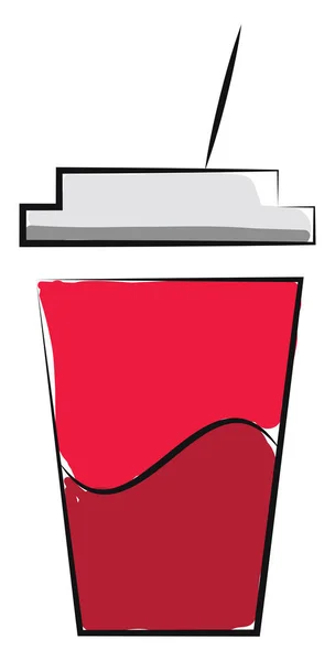 Сок в одноразовой пластиковой красной кружке партии с крышкой и соломой V — стоковый вектор